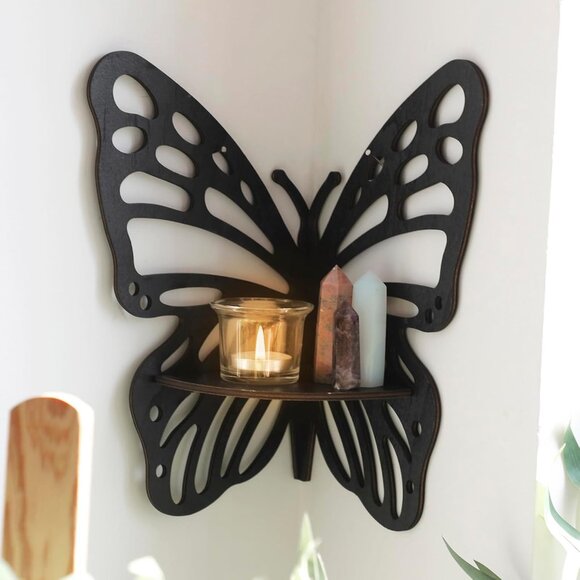 Crystal Shelf Display -2 Pcs Butterfly Floating Shelves for Wall Corner Shelf fo - Picture 3 of 6